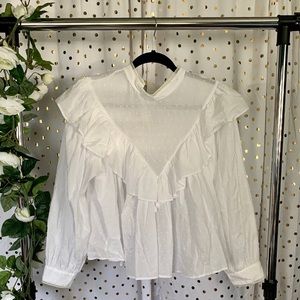 Zara White Pheasant Top